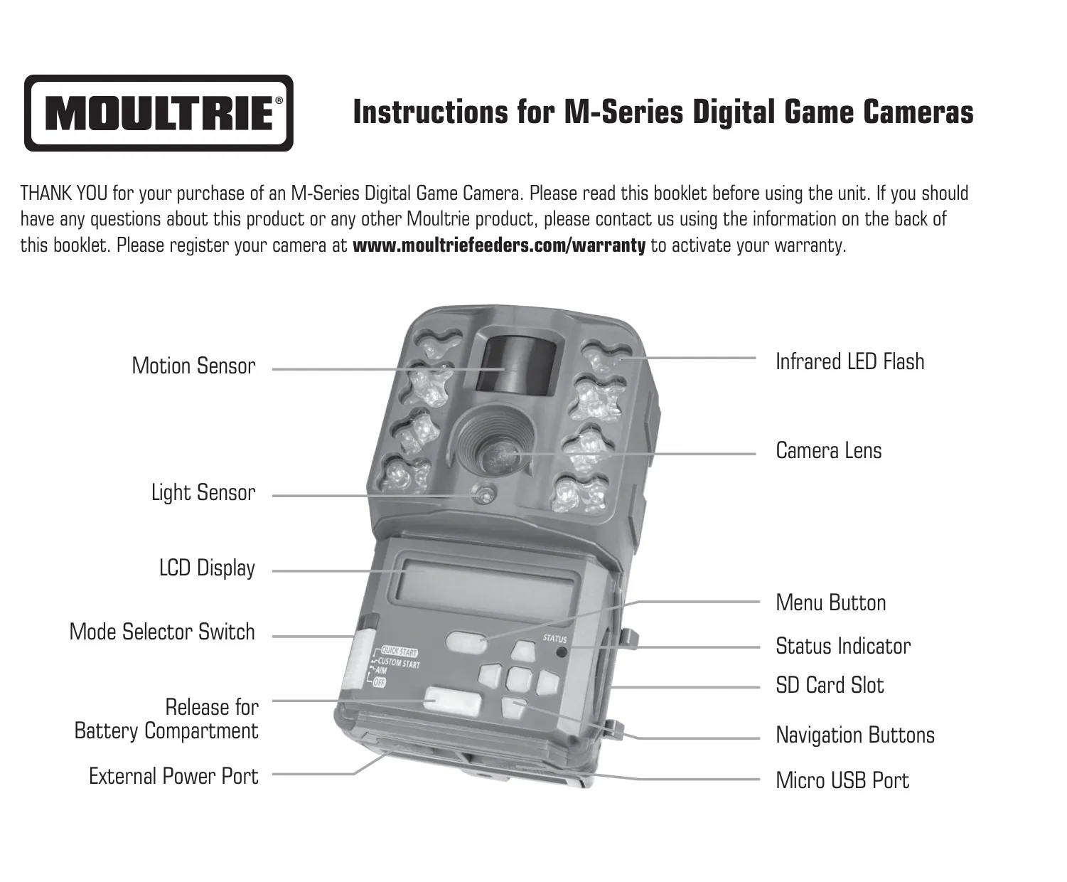 Moultrie M40 (MCG-13181) Instruction Manual (16 Pages)