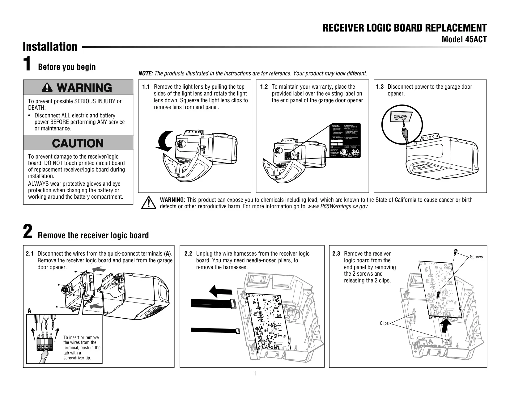 Chamberlain 045ACT Receiver Logic Board Manual (4 Pages)