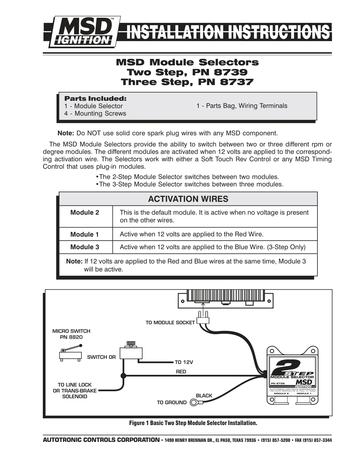 MSD 2 Step 8739 Launch Control Instruction Manual (4 Pages)
